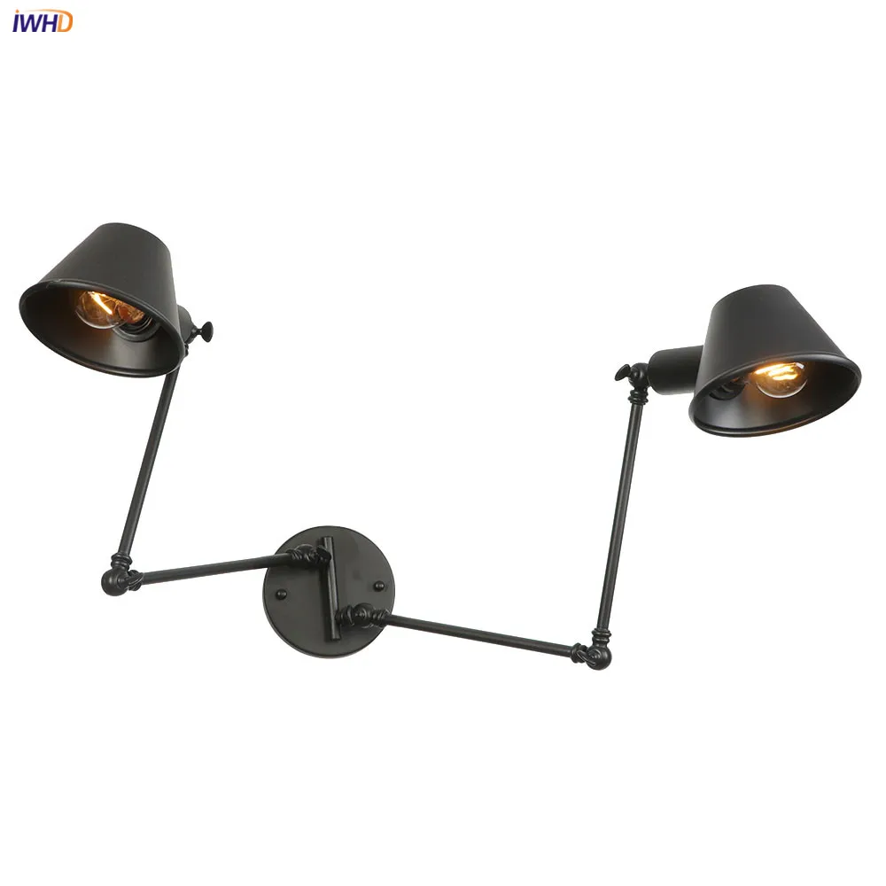 IWHD Antique Rustic Vintage Wall Lamp bedroom Stair Beside 2 Heads Loft Style Industrial Wall Light Fixtures Aplique Luz Pared 3
