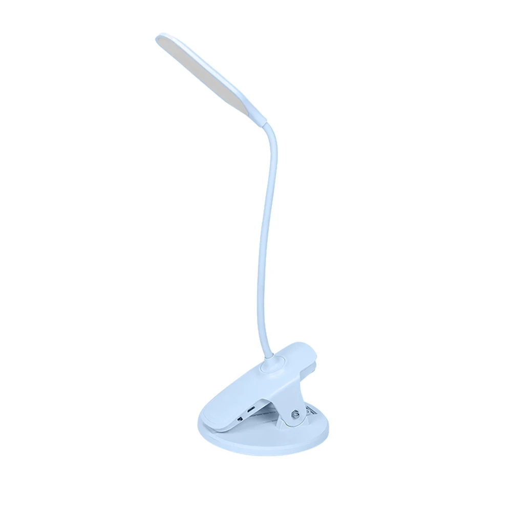 blue Светодиодный настольный светильник с зажимом, заряжаемый от USB, вращающийся на 360 градусов, защита глаз, сенсорный выключатель, Настольный светильник для комнаты, офиса - Цвет корпуса: blue
