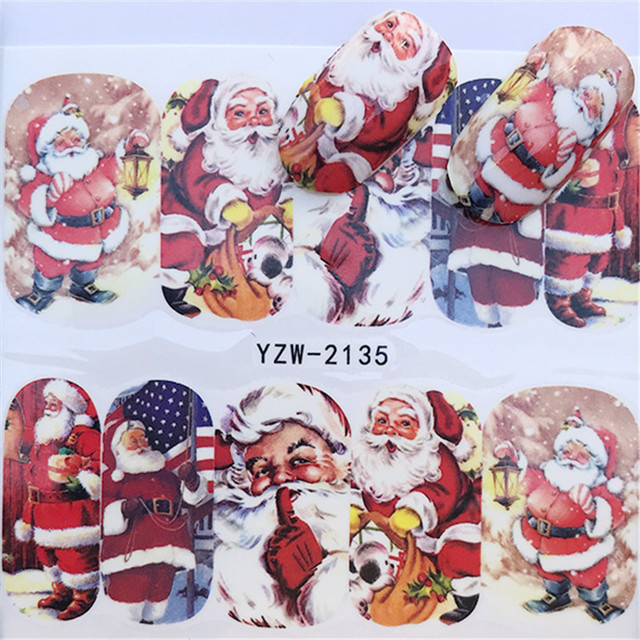 Sheet 3D Nail Stickers Christmas Decorations Deer Santa Claus Sliders Adhesive Nail Decals UV Gel Polish Wraps Tips