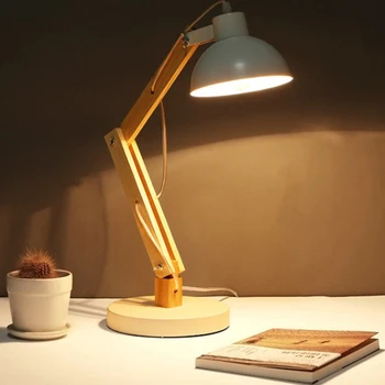 

Minimalist Wooden Reading Table Lamp Art Semi-circular Table Lamp Study Bedroom Simple Exquisite Iron Table Lamp LED Study Lamp