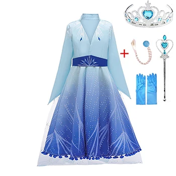 Snow Fairy Elsa Anna Girls Dress Cosplay Costume Girls Princess Dresses For Mesh Casual Festival Party Fantasy Baby Girl Dresses - Цвет: as the picture