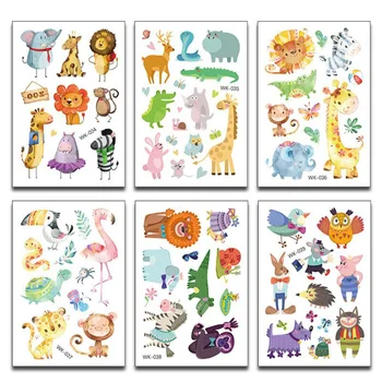 

Cute Cartoon Animals Temporary Tattoo Waterproof Fake Tattoos Body Art Hand Foot Sticker Kids Children 10pcs