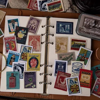 

60Pcs/set Vintage Stamp Collection Series Journal Decorative Stickers Scrapbooking Stick Label Diary Album Stationery Sticker
