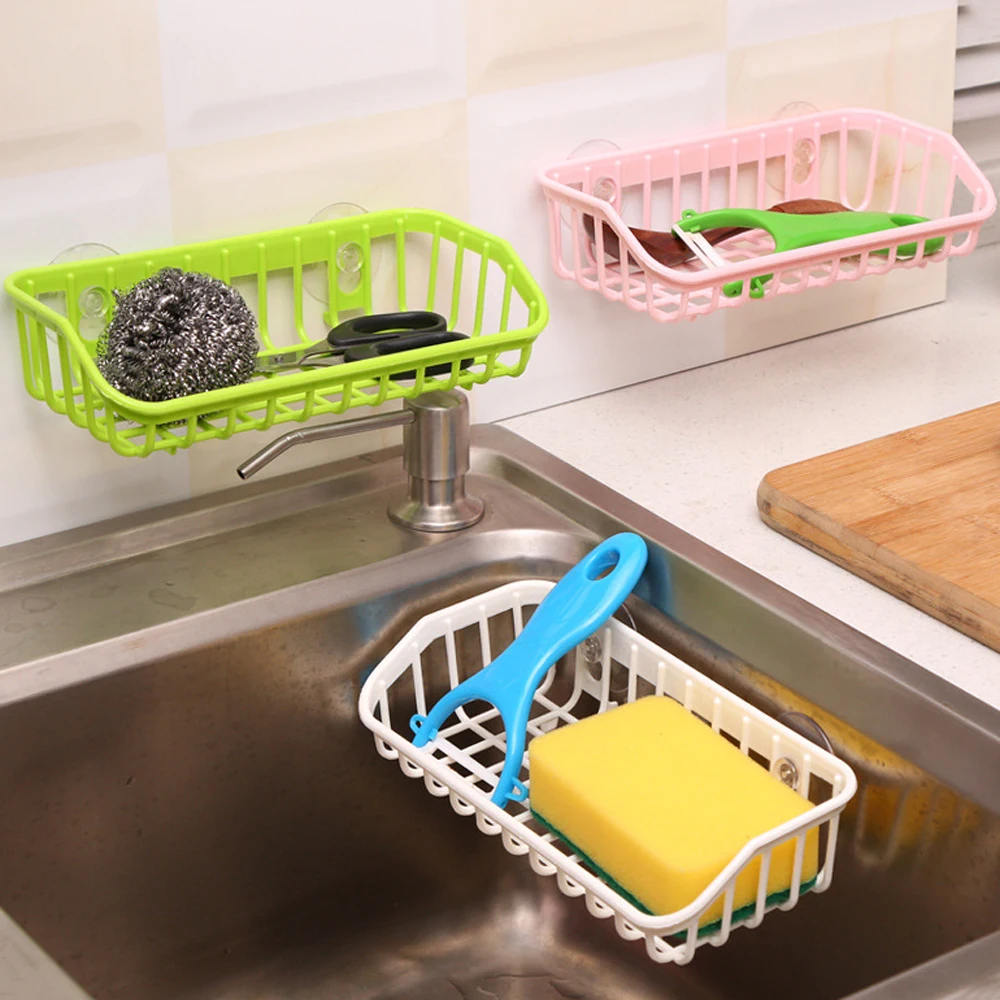 Rack Sink-Shelf Sponge-Holder Suction-Cup Kitchen-Accessories Hanging-Storage Dishwashing