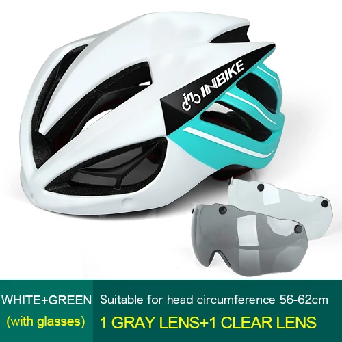 White 2Lens INBIKE велосипедный шлем, велосипедный шлем, магнитные очки для горной дороги, велосипедные шлемы, солнцезащитные очки, велосипедные очки, 3 линзы, велосипедный шлем - Цвет: White 2Lens