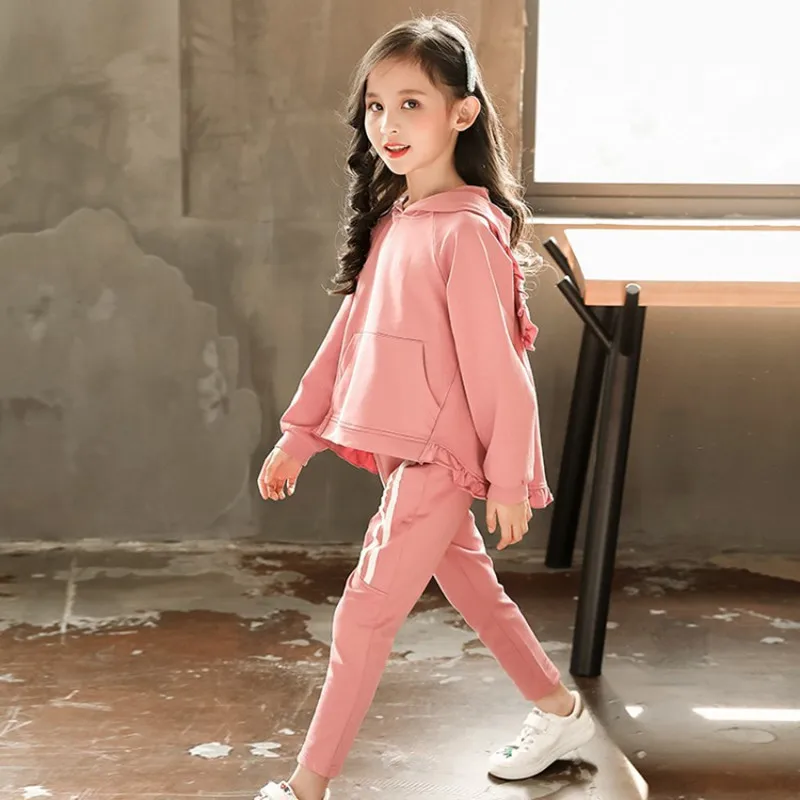 Autumn Girls Clothing Sets Teen Girl Hooded Sweatshirt Coat And Stretch Pants Suit Baby Girl Tracksuit Fashion Kids Clothes Set (7)