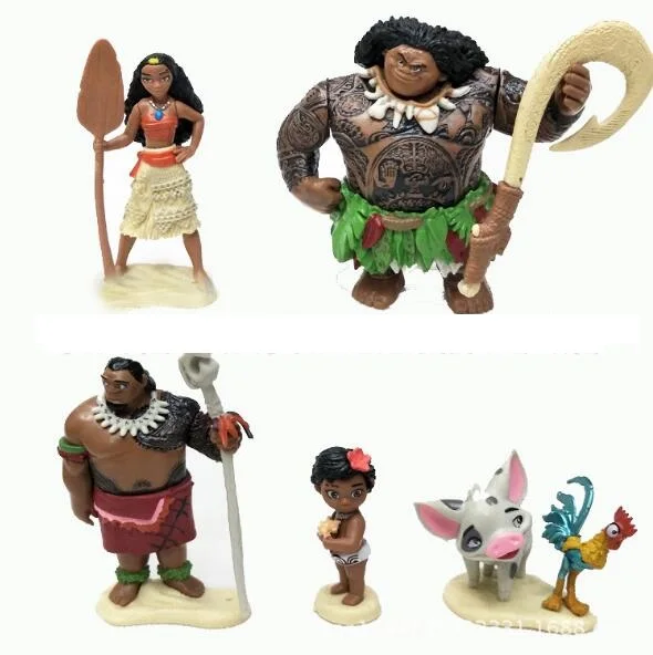 6 шт мультфильм Моана принцесса Легенда Vaiana Мауи главный Tecorui Тала Heihei Pua фигурка