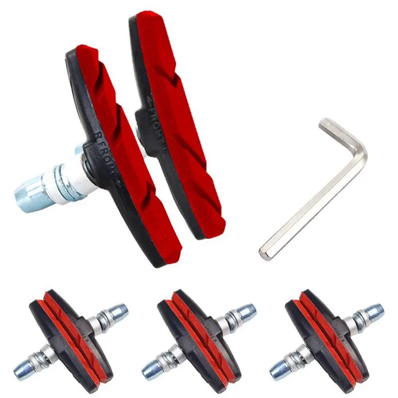 

Bike Brake Pads Set, 3 Pairs Road Mountain Bicycle V-Brake Blocks Shoes with Hex Nut and Shims, No Noise No Skid, 70mm(red)