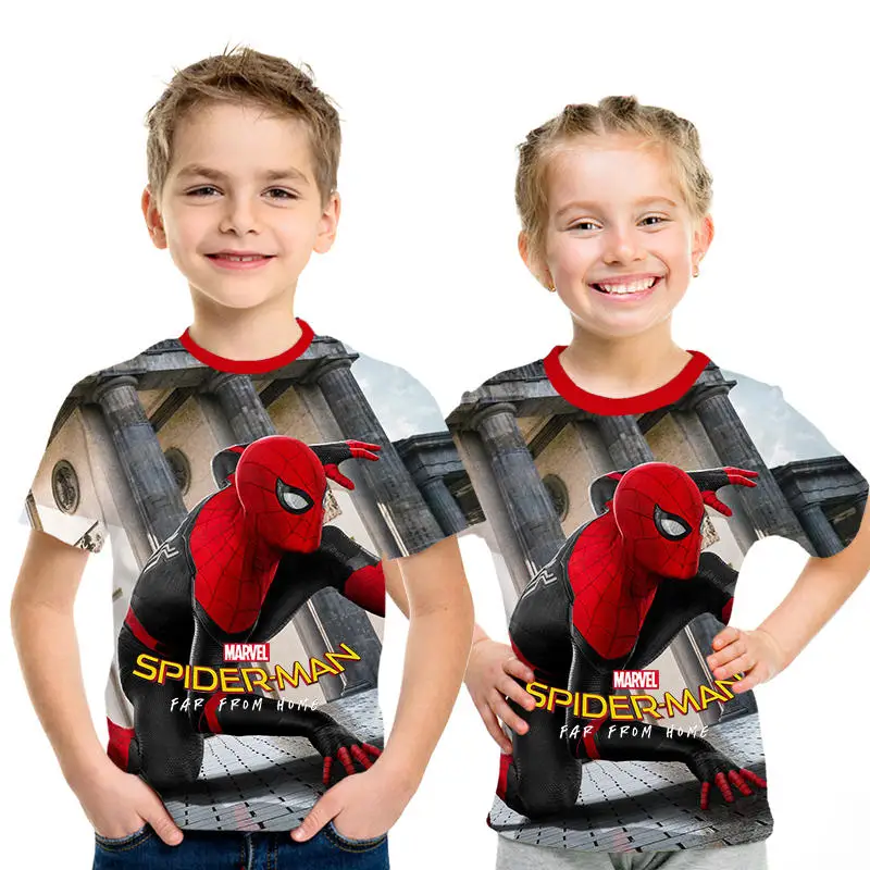 

new Children Short Sleeve T-shirt For Boys and girls Tee Tops Clothes Cartoon Spiderman Pattern t Shirt Kids Top Costume