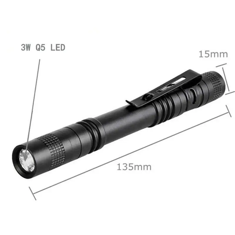 Mini linterna LED UV portátil de 3W, lápiz de luz ultravioleta con Clip para curado de pegamento, detección de orina de mascotas, uso con batería AAA