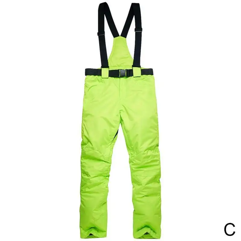 Уличные лыжные штаны высокого качества для мужчин и женщин спортивные зимние теплые штаны ветрозащитные водонепроницаемые дышащие парные лыжные сноубордические штаны - Цвет: Fruit green (C)