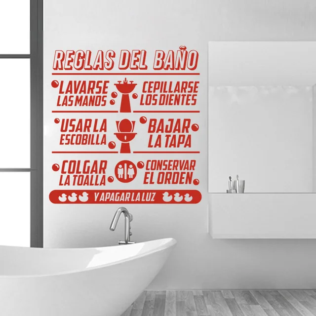  2 calcomanías de pared de baño, para remojar, relajarse,  disfrutar de las reglas del baño, calcomanías de vinilo para decoración de  pared para el baño del hogar (estilo simple, negro) 