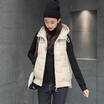 

Cotton Women Short Vest 2019 New Fashion Autumn Winter Sleeveless Coat Large Size Solid Color Female Lightweight Waistcoat XIN58