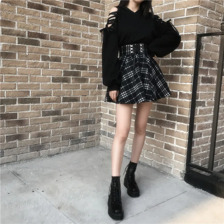M&Catree Jupe Gothique à Volants Taille Haute - Lolita Punk Jupe Courte Superposée Style Dark Aesthetic Y2K Goth Harajuku Pour Femme