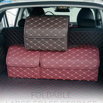 

Car Trunk Organizer Box Storage Bag Auto Trash Tool Bag PU Leather Folding Large Cargo Storage Stowing Tidying Car Accessories