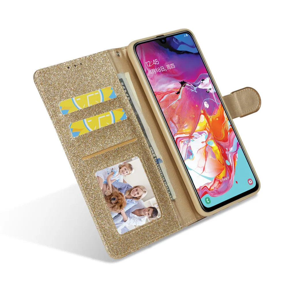 Чехол Leaf Jewell для samsung Galaxy A50 A70 A10 A20E A30S, флип-чехол, блестящий кожаный кошелек для samsung A 50 70 10 20E