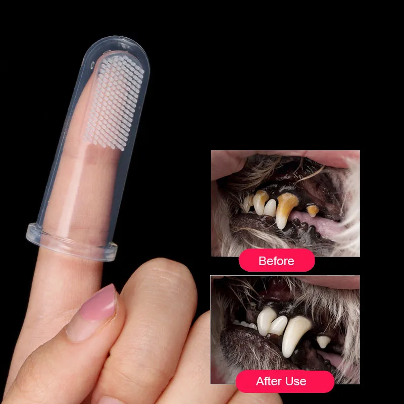 Hot Selling Soft Pet Finger Toothbrush Teddy Dog Brush Bad Breath Tartar Teeth Care Dog Cat Cleaning Supplies Soft Tooth Brush 2
