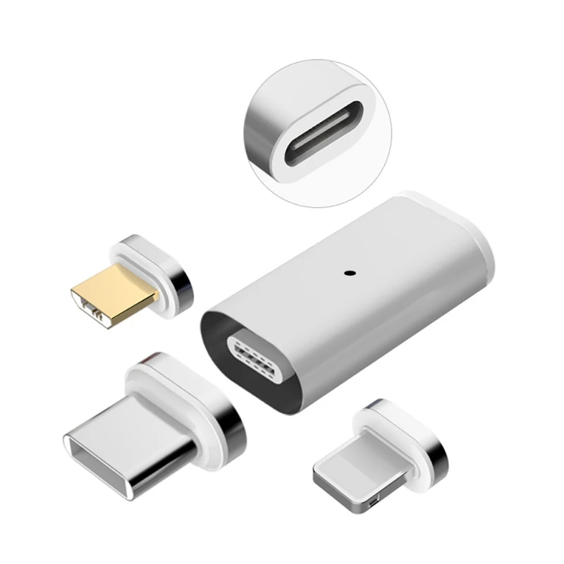 Быстрая зарядка Магнитный адаптер для iPhone Lightning Android type C штекер Micro USB 2,0 соединительное устройство для Micro USB C кабель