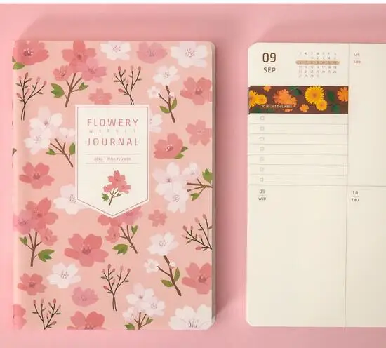 

2020 Flowery Weekly Journal 130mm*190mm 160P Colorful Floral Week Planner Notebook Gift