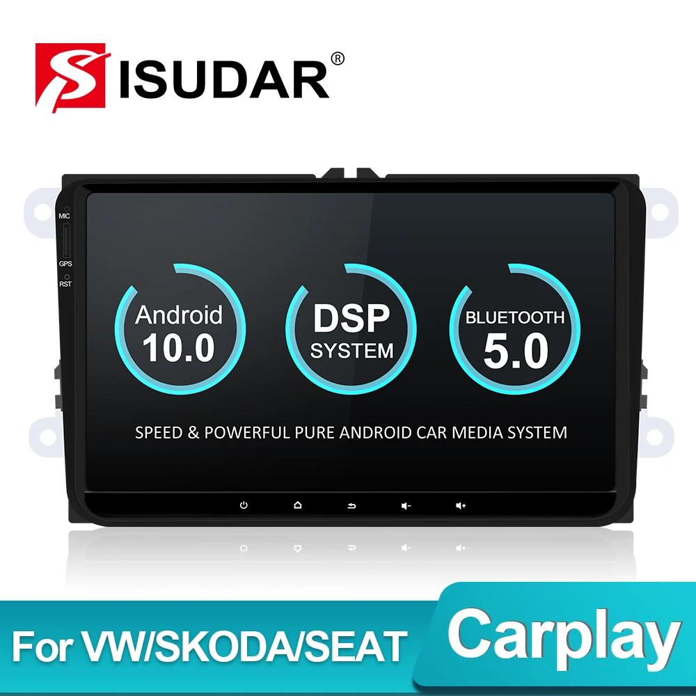 Автомагнитола Isudar на Android 10 для VW/Golf/POLO/Passat/Skoda/Fabia/Octavia/Seat/Leon автомобильный