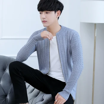 

2020 Casual Cotton Computer Knitted O-Neck Full Cardigan Solid sweaters