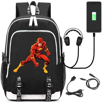 

Flash Man Super Man USB Backpack School Bookbag Cosplay Comics Laptop Travel Shoulder Bags