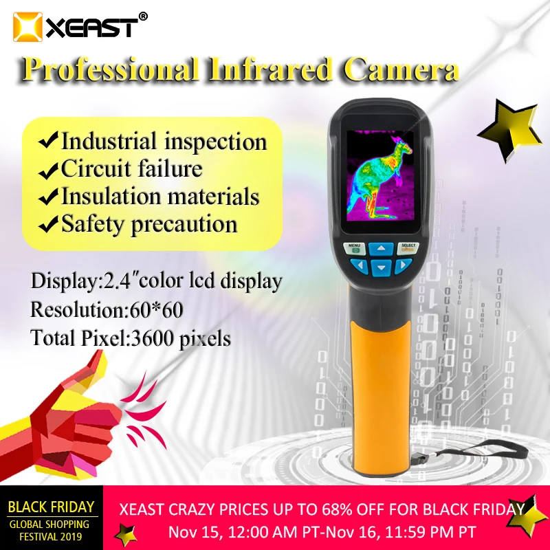 

HT-02 Handheld IR Thermal Imaging Camera 60x60 Infrared Image Resolution 3600 Pixel Digital Display Thermal Imager