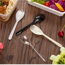 Черный Одноразовый Пластик Ложки одноразовые мороженое Десерт вечерние белые пластиковые столовые приборы Пластик ложка для льда