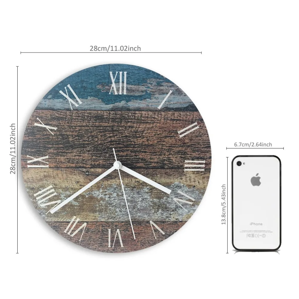 Современные короткие настенные часы DIY Короткие классические деревянные акриловые часы Современные европейские деревянные зернистые стильные круглые бесшумные часы для гостиной спальни