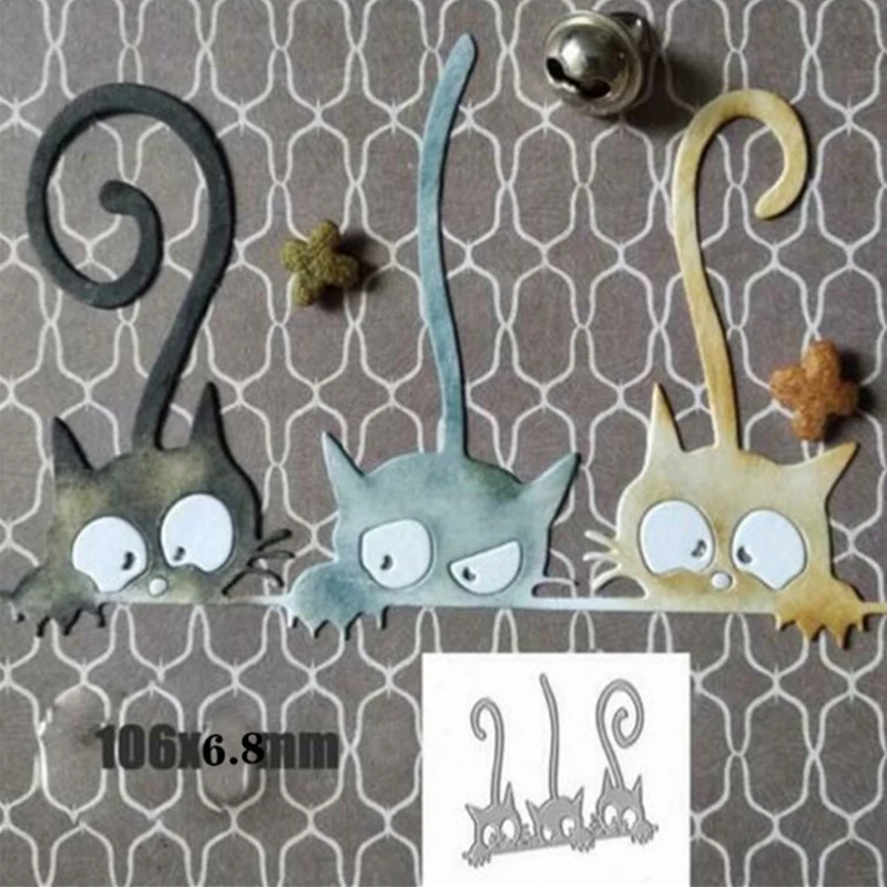 金属切削ダイスカット猫背面図フックハロウィンスクラップブック紙クラフト手作りカードアルバムパンチナイフアートカッター Cutting Dies Aliexpress
