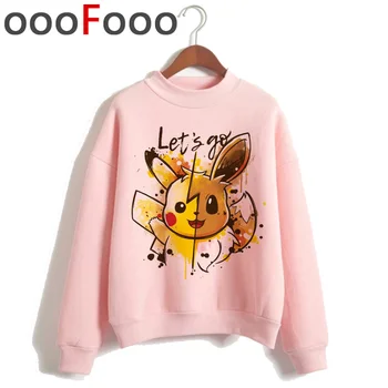 

New Pokemon Go Kawaii Harajuku Warm Hoodies Women Pikachu Cute Japanese Anime Ullzang Sweatshirts Funny Cartoon 90s Hoody Female