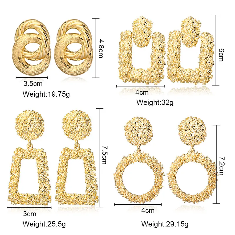 Винтажные большие геометрические серьги, массивные свадебные золотые висячие серьги для женщин, модные металлические Висячие висячие серьги, ювелирное изделие