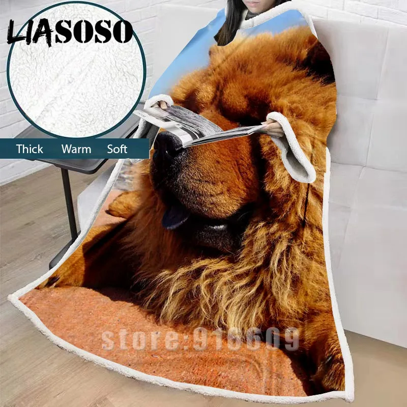 3D принт зимнее животное собака мягкое «ленивое» одеяло с рукавами одеяло домашнее путешествие теплое Чау офис автомобиль просмотр ТВ Диван Постельные принадлежности