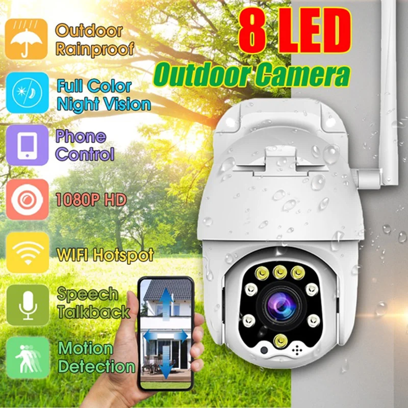 

1080P PTZ IP Camera Wifi Outdoor Speed Dome Wireless Wifi Security Camera 8 LED 5x Touch Zoom 2MP Network CCTV Surveillance 2019