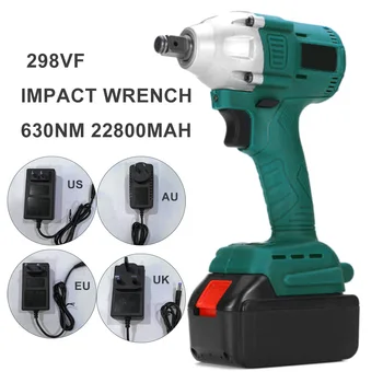 

298VF 630N.M Torque Electric Cordless Impact Wrench Drill Socket W/ LED Light & Battery Rechargeable Power Tools multitool