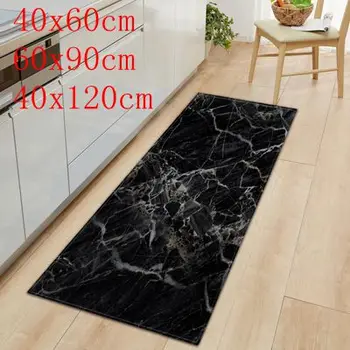 

1 PC Anti-Slip Kitchen Carpet Welcome Doormat Black White Marble Printed Floor Mat Hallway Portch Rug Door Mats Outdoor