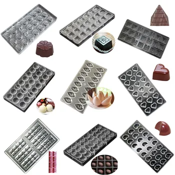 

Polycarbonate Chocolate Molds Heart Chocolate Bar Moulds Easter Egg Candy Tray Square Plastic Form Golf Pastry Baking Tools