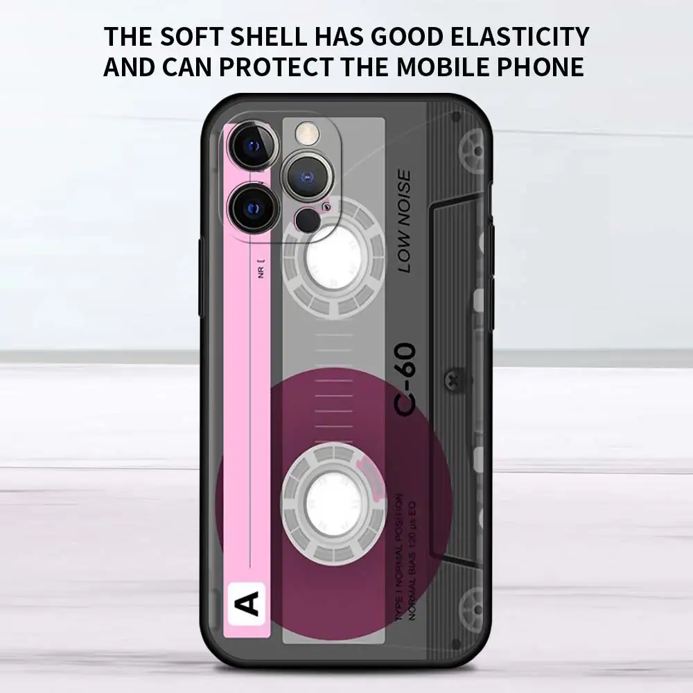 Vintage Cassette Tape Retro Style Black Soft Phone Case