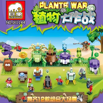 

12pcs/set Plants Vs. Zombies Buckethead Dancing Conehead Explorer Pharaoh Cowboys Zombie Model Figure Blocks Toys For Children