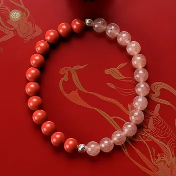 

wen gen along the edge of the high content of strawberry cinnabar crystal bracelet gift marriage ChanWang peach blossom