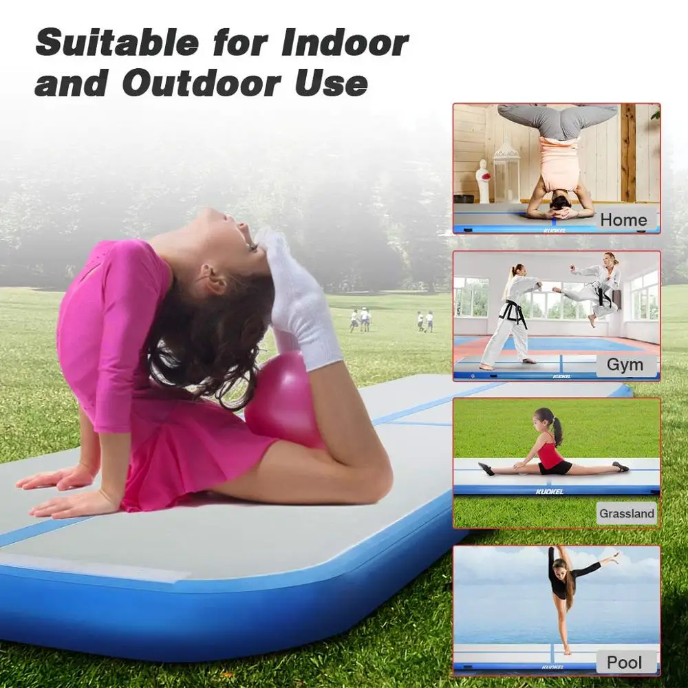 Inflatable Gymnastics Air Track Tumbling Mat Thickness Airtrack Mat with Electric Air Pump for Cheerleading/Practice Gymnastics