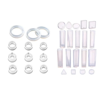 

12 Pieces Silicone Ring Molds Silicone Resin Sphere Mold with 19 Pcs Resin Molds Silicone Pendant Mould
