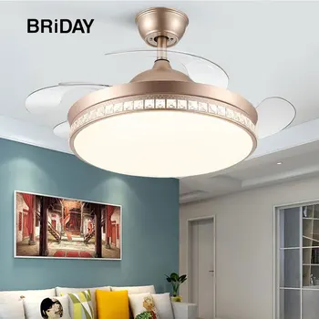 

DC frequence led ceiling fan lamp with lights remote control ventilator lamp modern fans Reversible Retractable Home Fixture