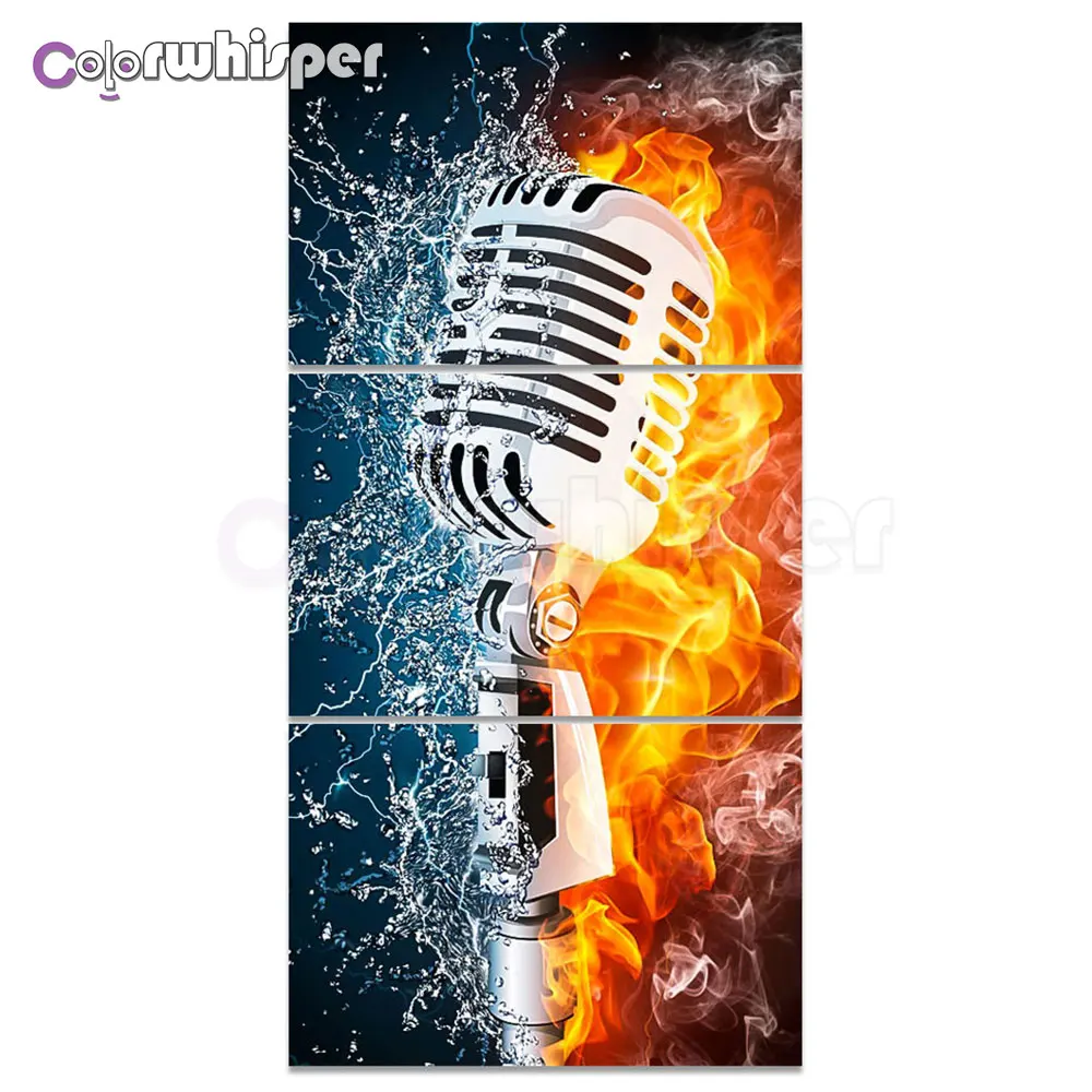 

Daimond Painting 5D Full Square/ Round Microphone Fire and Water Diamond Rhinestone Embroidery Crystal Cross Stitch Mosaic D253