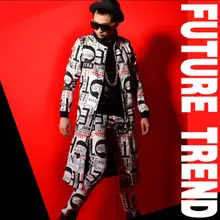 S-6XL! мужской ночной клуб певец буквенно-цифровой печати куртка Тренч пальто основные костюмы для бара аксессуары