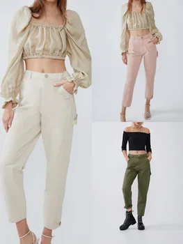 

pants women 2020 high-waisted new solid-colored pocket decor casual overalls commuter tapered zaraing women 2020 pants