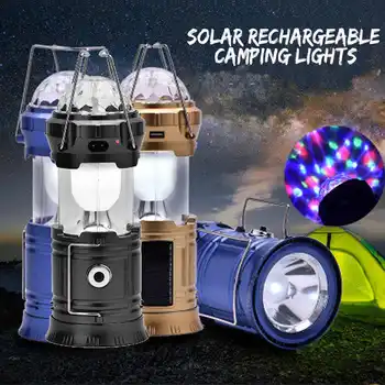 

Smuxi LED Camping Lantern Solar Powered Outdoor Camp Tent Lamps Rechargeable Collapsible Emergency Light Outdoor Hyun Flashlight