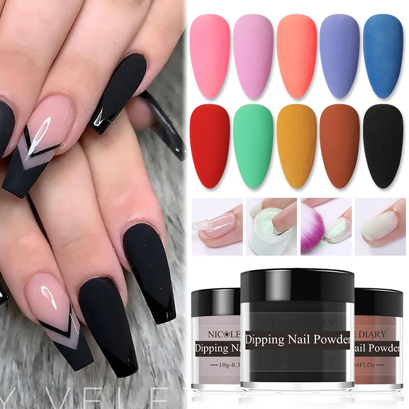 NICOLE DIARY 10g Glazed Color Acrylic Dip Powder Matte Luminous Crystal Jelly Natural Dry Nail Sets For Beginners | Красота и