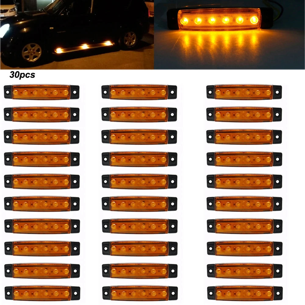 10 шт. 24 в 12 В янтарные светодиодные, боковые, габаритные фонари для грузовиков, боковой габаритный светильник, габаритный фонарь для прицепа - Цвет: 30pcs amber