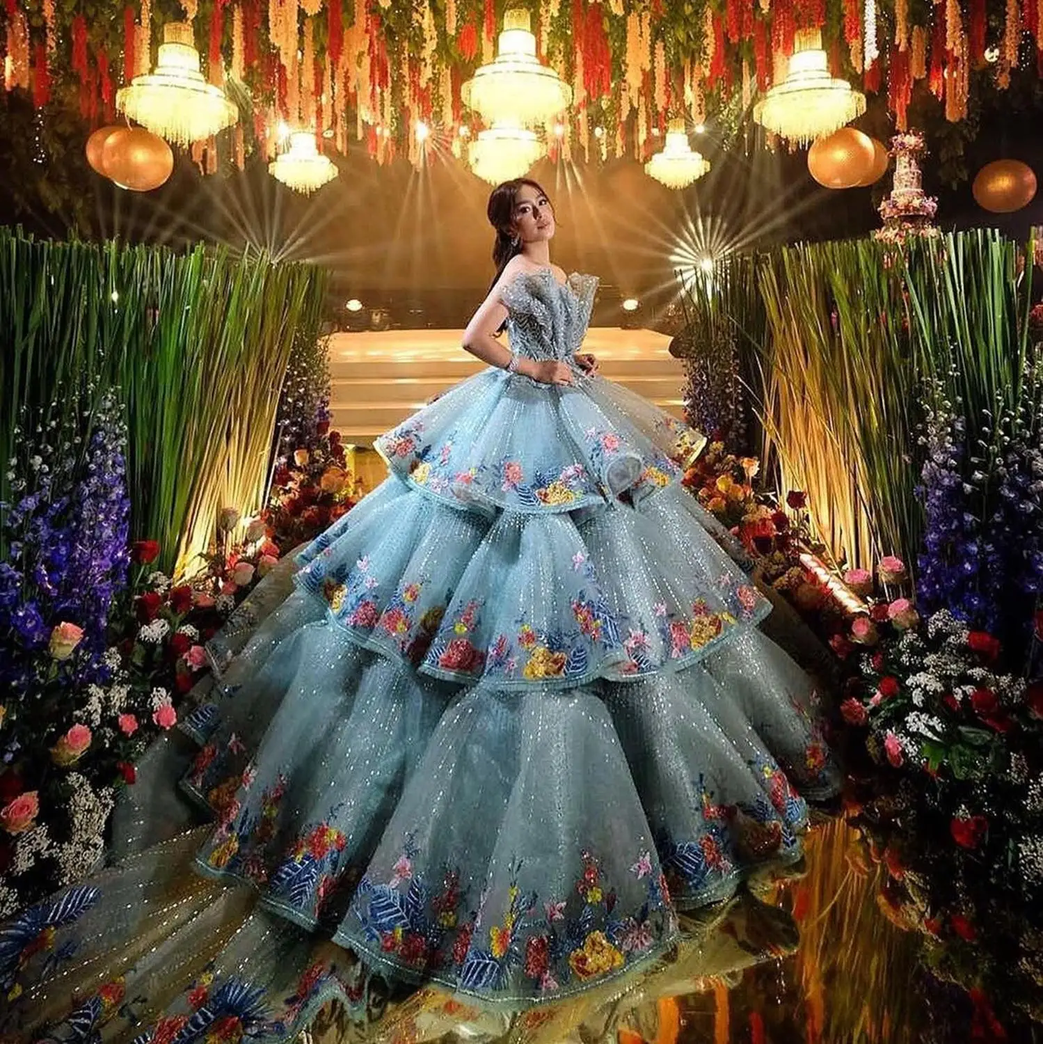 christine off the shoulder ball gown